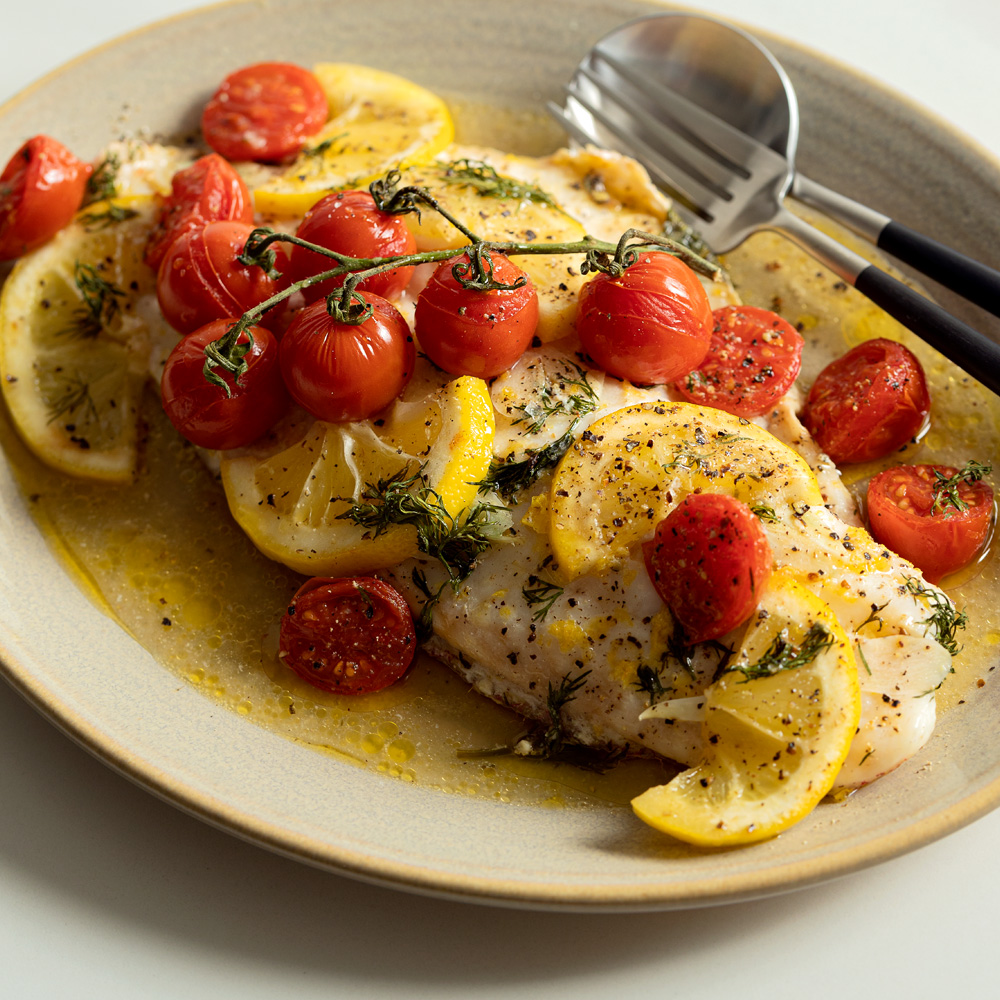 Butter Baked Fish with Lemon, Tomato & Dill  |  Gather & Feast