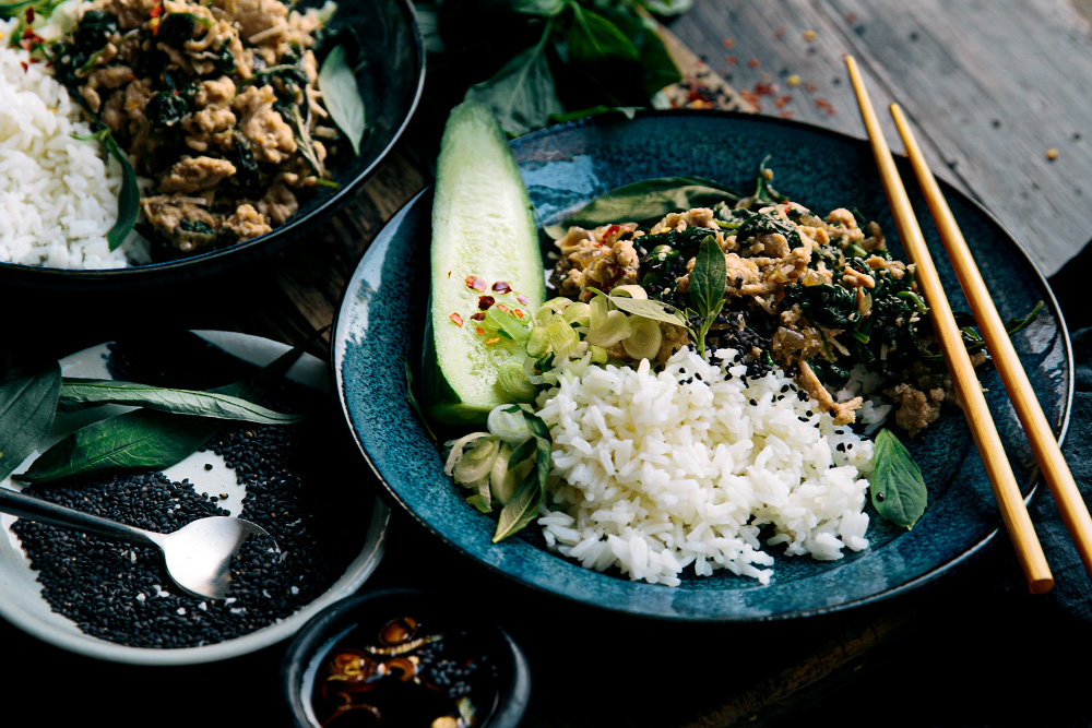 Chicken, Coconut & Thai Basil Bowls  |  Gather & Feast