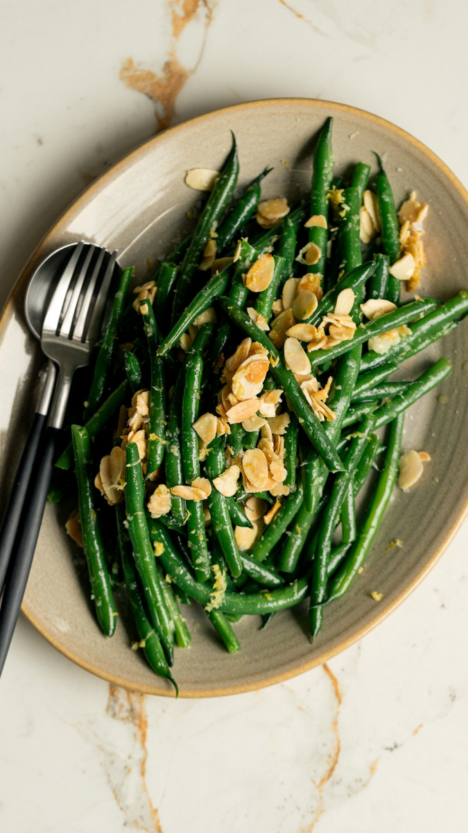 Green Beans with Almonds, Lemon & Parmesan  |  Gather & Feast