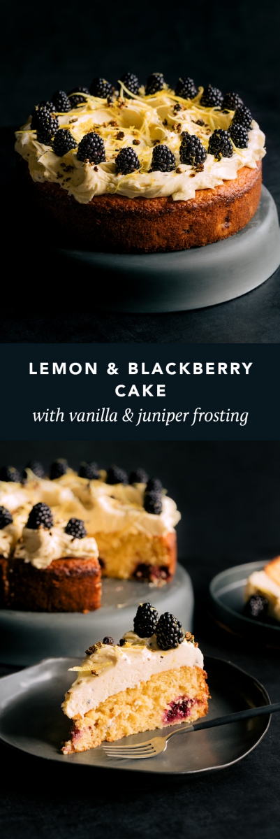 Lemon & Blackberry Cake with Vanilla & Juniper Frosting  |  Gather & Feast