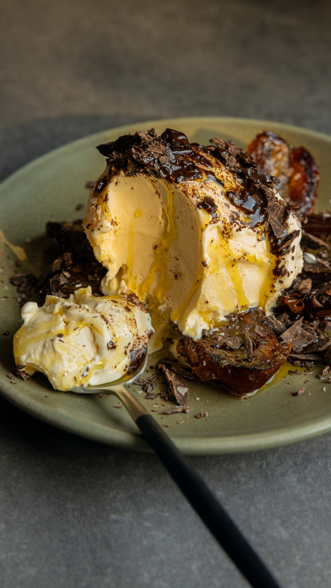 Olive Oil Sauteed Date Ice Cream Sundaes | Gather & Feast