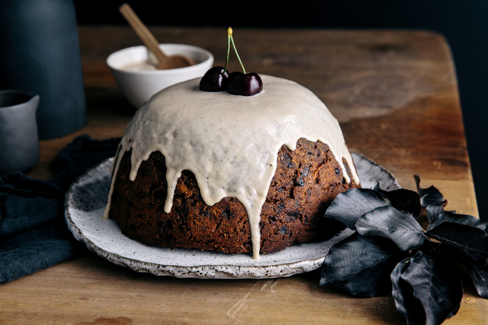Quick & Healthy Christmas Pudding with Cashew Brandy Creme  |  Gather & Feast