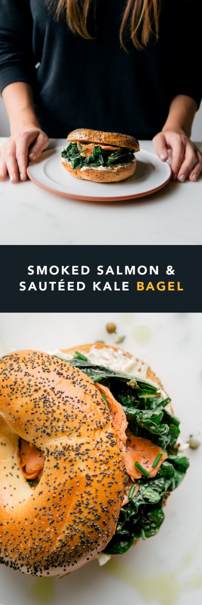 Smoked Salmon & Sautéed Kale Bagel  |  Gather & Feast