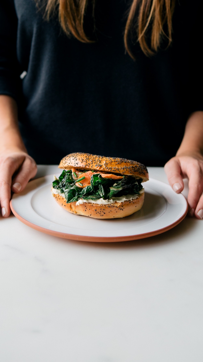 Smoked Salmon & Sautéed Kale Bagel  |  Gather & Feast