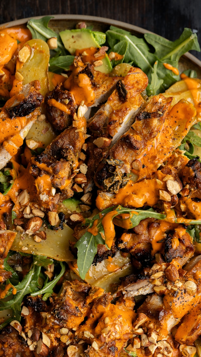 Smokey Baked Chicken with Creamy Yoghurt Roasted Red Pepper Sauce