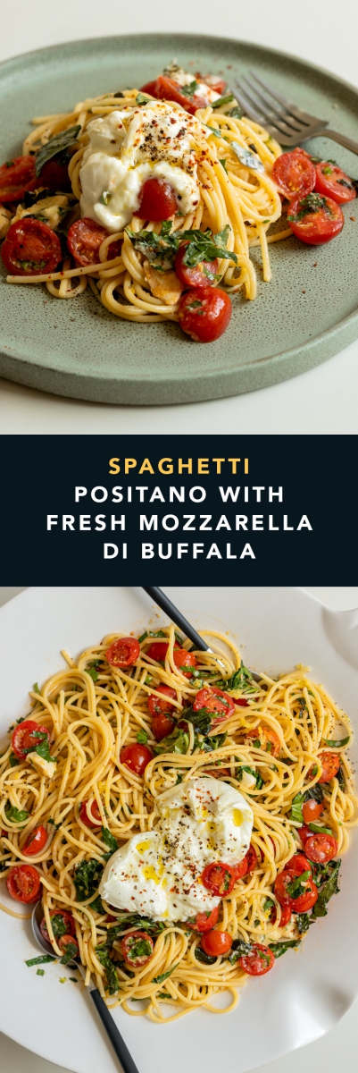 Spaghetti Positano with Fresh Mozzarella di Buffala | Gather & Feast