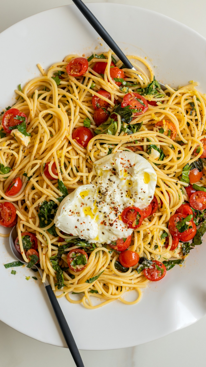 Spaghetti Positano with Fresh Mozzarella di Buffala | Gather & Feast