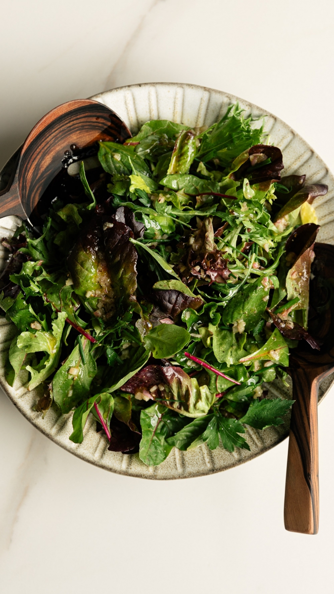 A Perfect Shallot Vinaigrette with Mixed Leaves & Fresh Herbs | Gather & Feast
