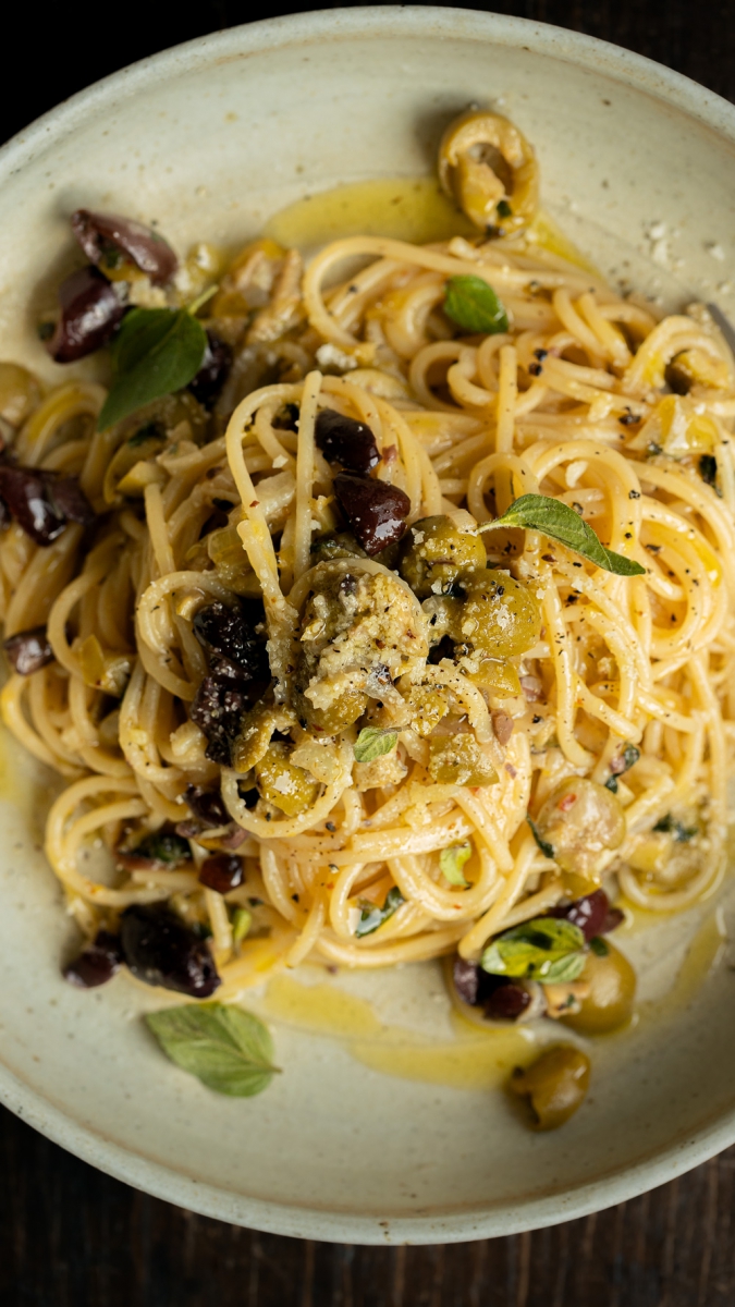 Triple Olive Spaghetti | Gather & Feast