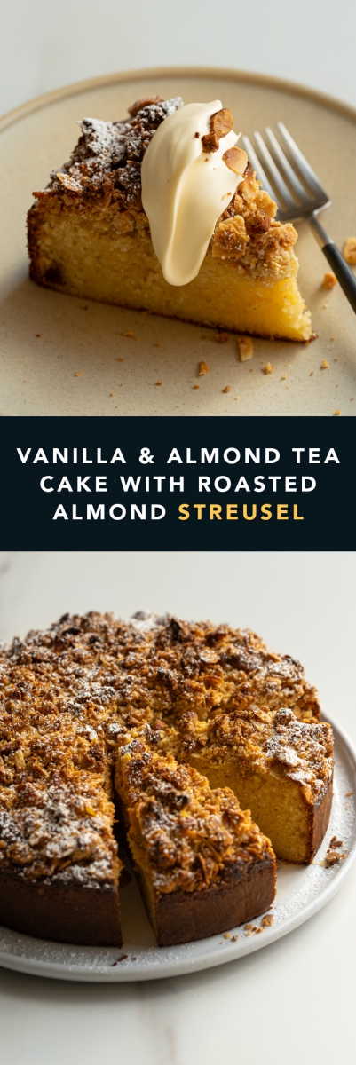 Vanilla & Almond Tea Cake with Roasted Almond Streusel | Gather & Feast