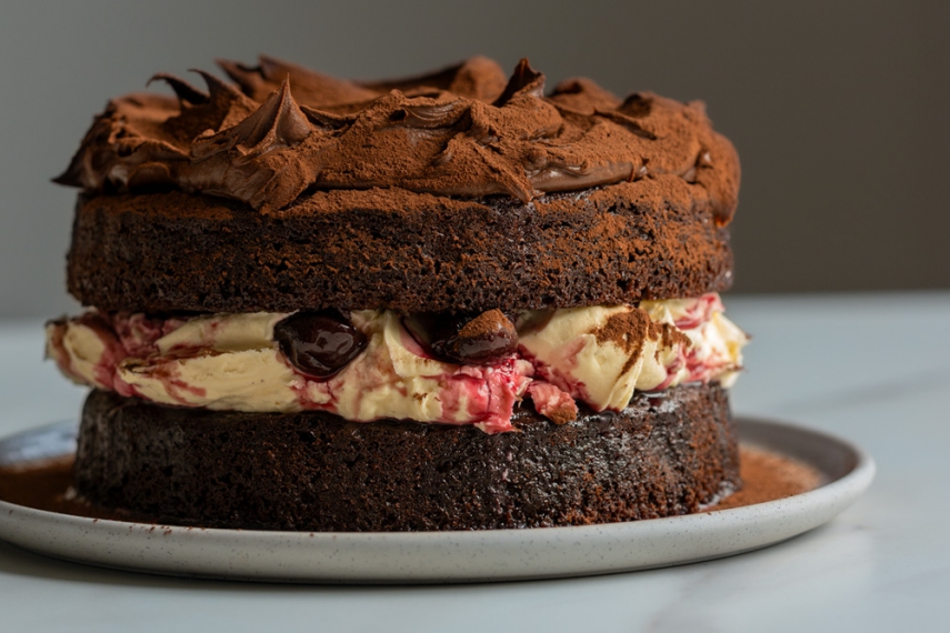 Black Forest-Inspired Chocolate, Vanilla Cherry & Mascarpone Layer Cake ...