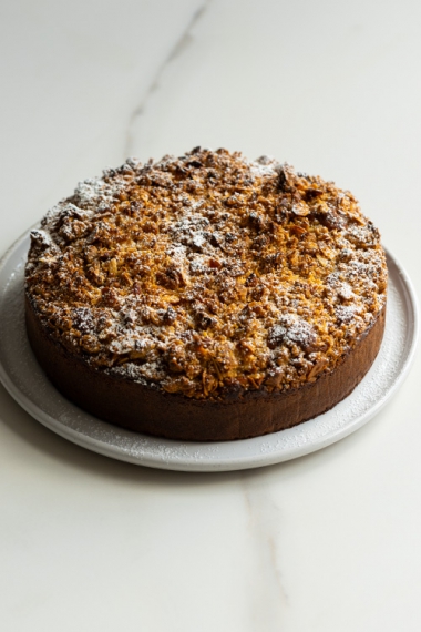 Vanilla+%26+Almond+Tea+Cake+with+Roasted+Almond+Streusel+%7C+Gather+%26+Feast