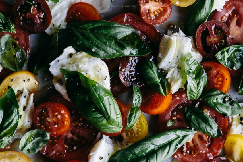 Torn Buffalo Mozzarella with Tomato Fresh Basil Gather Feast